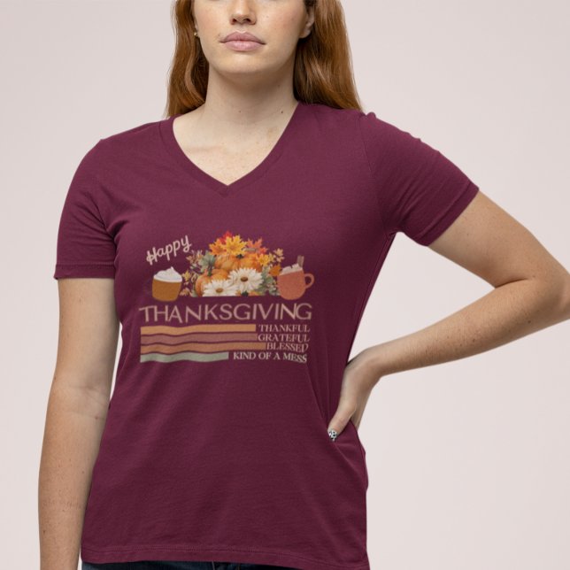 Tack och lov, design med bläck Thanksgiving T Shirt (Skapare uppladdad)