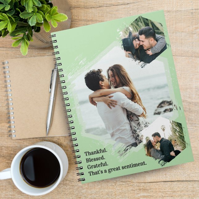 Tack och lov, fotopatbook med lyckad, bläck familj anteckningsbok (Thankful Grateful Blessed Family Photo Notebook)
