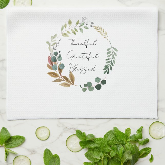 Tack och lov, Höst löv Thanksgiving Kökshandduk (Vikta)