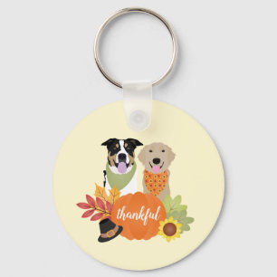 Tack och lov Hundar Thanksgiving Harvest Pumpkins Nyckelring