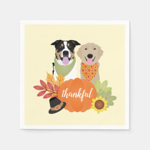 Tack och lov Hundar Thanksgiving Harvest Pumpkins Pappersservett