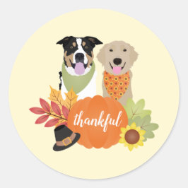 Tack och lov Hundar Thanksgiving Harvest Pumpkins Runt Klistermärke