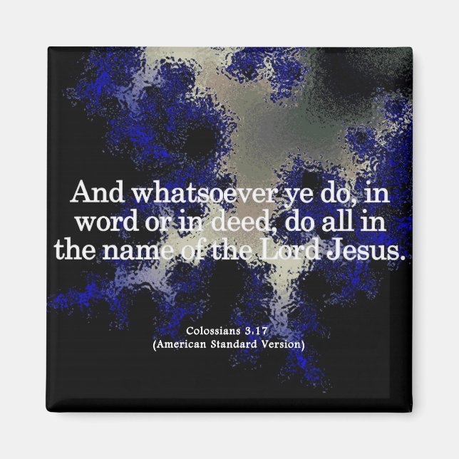 Tack och lov i hans Namn-kolosianer 3-17 Magnet (Framsidan)