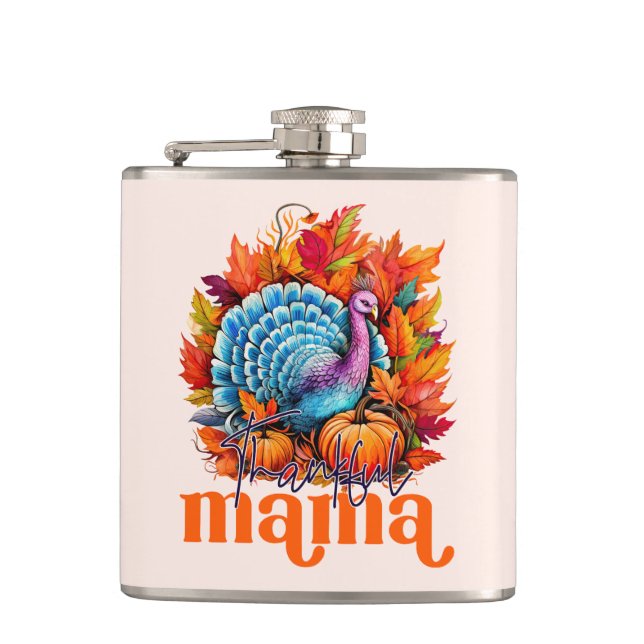 Tack och lov Mamma Turkiet och Höst löv Foliage Fickplunta (Framsidan)