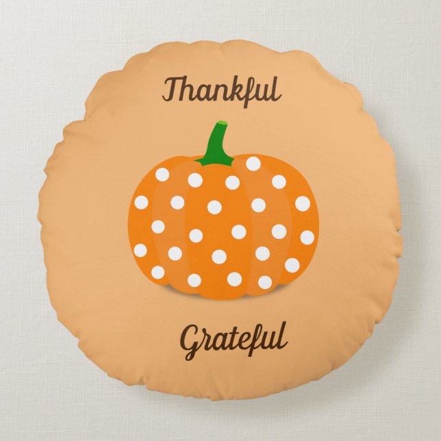 Tack och lov Pumpkin-design Rund Kudde (Framsidan)