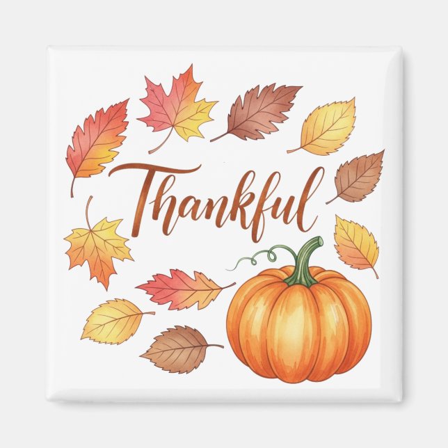 Tack och lov Pumpkin & Höst löv Magnet (Framsidan)