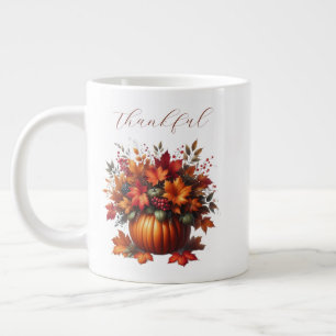 Tack och lov-Pumpkin med Höst löv Jumbo Mugg
