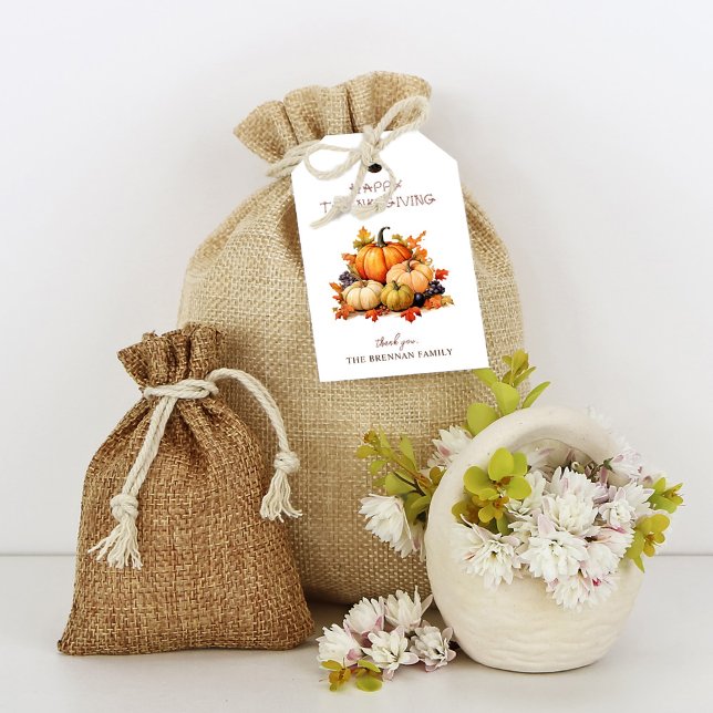 Tack och lov Pumpkin-Thanksgiving Presentetikett (Thankful Pumpkin Thanksgiving Gift Tags)