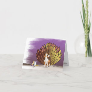 Tack och lov Sheltie Turkey Feathers Kort