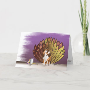 Tack och lov Sheltie Turkey Feathers Kort