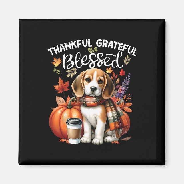Tack och lov, tack och lov, Beagle Hund, Lycklig f Magnet (Framsidan)