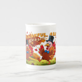 Tack och lov, tacksam, tacksam, Happy thanksgiving Benporslin Mugg