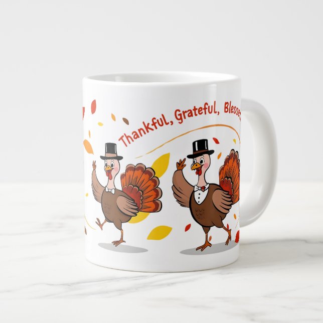 Tack och lov, tacksam, tacksam, Happy thanksgiving Jumbo Mugg (Framsida höger)
