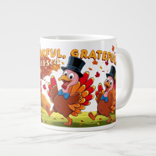 Tack och lov, tacksam, tacksam, Happy thanksgiving Jumbo Mugg (Framsida höger)