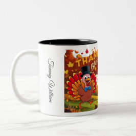 Tack och lov, tacksam, tacksam, Happy thanksgiving Två-Tonad Mugg