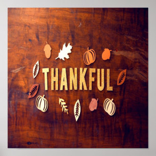 Tack och lov, Thanksgiving Höst löv Pumpkin Poster