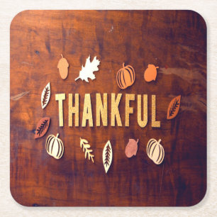Tack och lov, Thanksgiving Höst löv Pumpkin Underlägg Papper Kvadrat