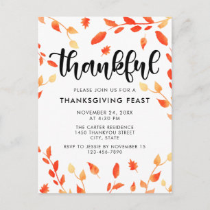 Tack och lov, Thanksgiving, Höst löv under innerfä Vykort