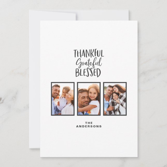 Tack och lov, thanksgiving med välsignade foton inbjudningar (Framsida)