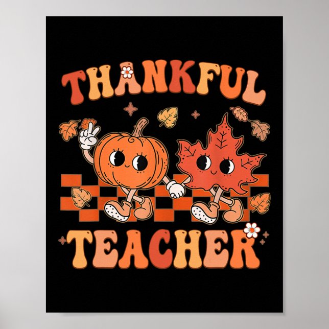 Tack och lov, Thanksgivingen Retro Groovy, faller  Poster (Framsidan)