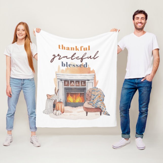 Tack och lov, välsignad Boho-Thanksgiving Fleecefilt (På plats)