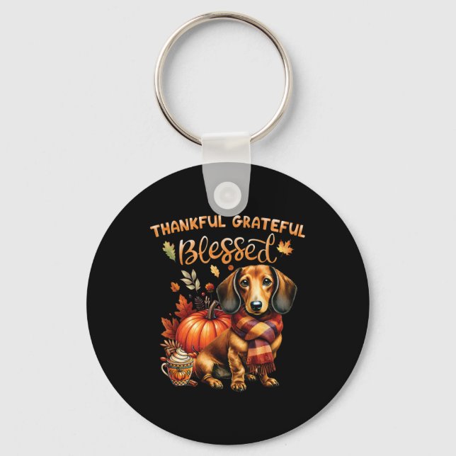 Tack och lov, välsignad Dachshund Hund Fall Y'all Nyckelring (Framsida)