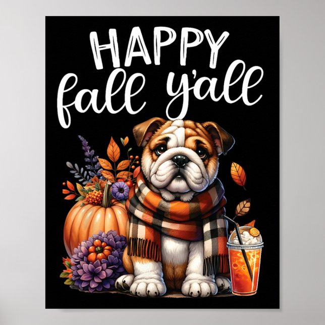 Tack och lov, välsignad engelsk bulldog Fall Y'a Poster (Framsidan)