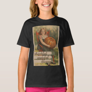 Tack och lov välsignad   Flicka med Pumpkin T Shirt