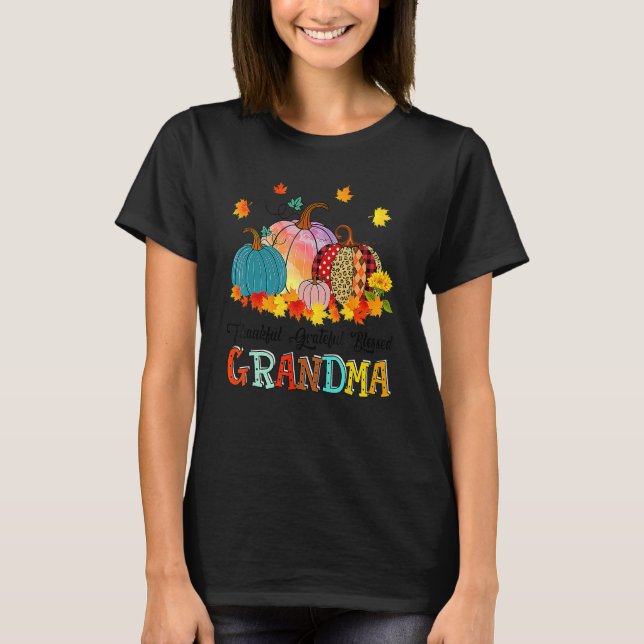 Tack och lov, välsignad Grammy Pumpkins Thanksgi T Shirt (Framsida)