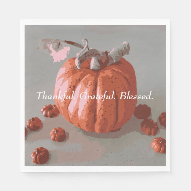 Tack och lov, välsignad Grått Fall Pumpkin Pappersservett (Framsidan)