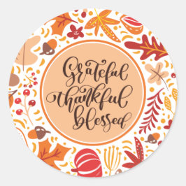 Tack och lov, välsignad Happy thanksgiving Fall Runt Klistermärke