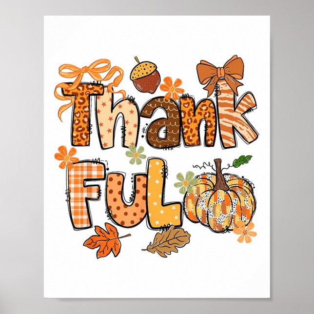 Tack och lov, välsignad Happy thanksgiving Pumpk Poster (Framsidan)