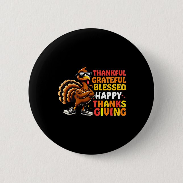 Tack och lov, välsignad Happy thanksgiving Turke Knapp (Framsida)