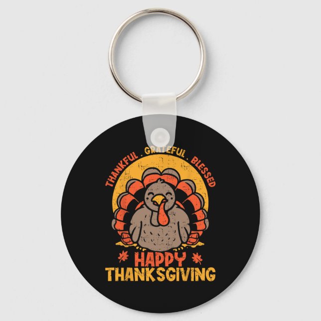 Tack och lov, välsignad Happy thanksgiving Turke Nyckelring (Framsida)