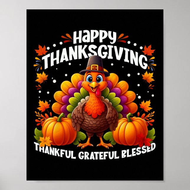 Tack och lov, välsignad Happy thanksgiving Turke Poster (Framsidan)