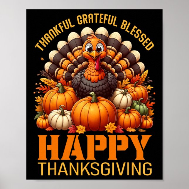 Tack och lov, välsignad Happy thanksgiving Turke Poster (Framsidan)