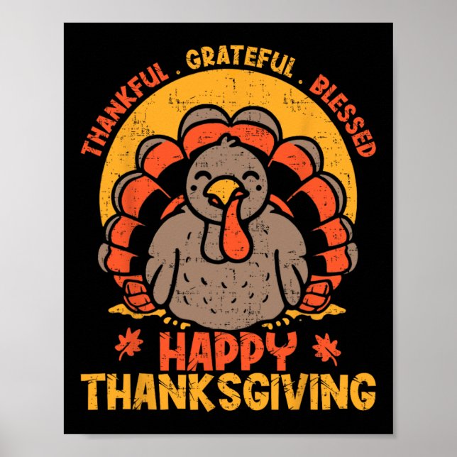 Tack och lov, välsignad Happy thanksgiving Turke Poster (Framsidan)