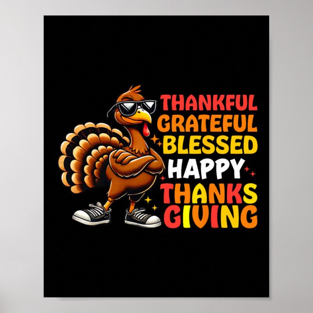 Tack och lov, välsignad Happy thanksgiving Turke Poster (Framsidan)
