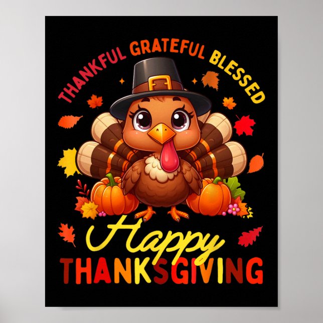 Tack och lov, välsignad Happy thanksgiving Turke Poster (Framsidan)