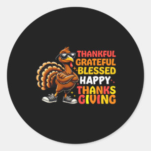 Tack och lov, välsignad Happy thanksgiving Turke Runt Klistermärke