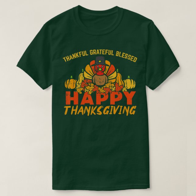 Tack och lov, välsignad Happy thanksgiving Turke T Shirt (Design framsida)