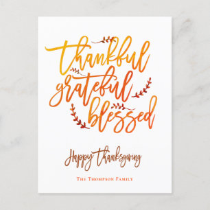 Tack och lov, välsignad Happy thanksgiving White Helg Vykort