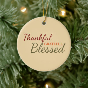 Tack och lov, välsignad höst-Thanksgiving Julgransprydnad Keramik