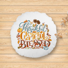 Tack och lov, välsignad höstskriptfällning rund kudde