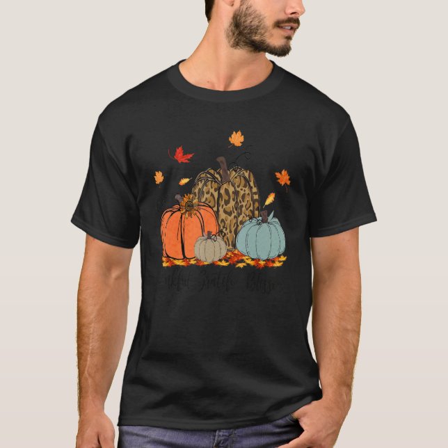 Tack och lov, välsignad leopard Pumpkin Thanksg T Shirt (Framsida)