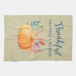 Tack och lov välsignad med Orange Pumpkin Kökshandduk