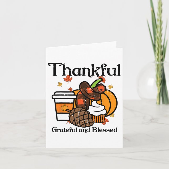 Tack och lov, välsignad pumpkin Coffee Thanksgiv Kort (Framsida)
