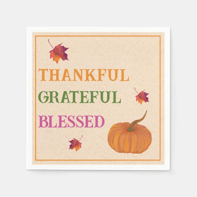 Tack och lov, välsignad Pumpkin Höst löv Pappersservett (Framsidan)
