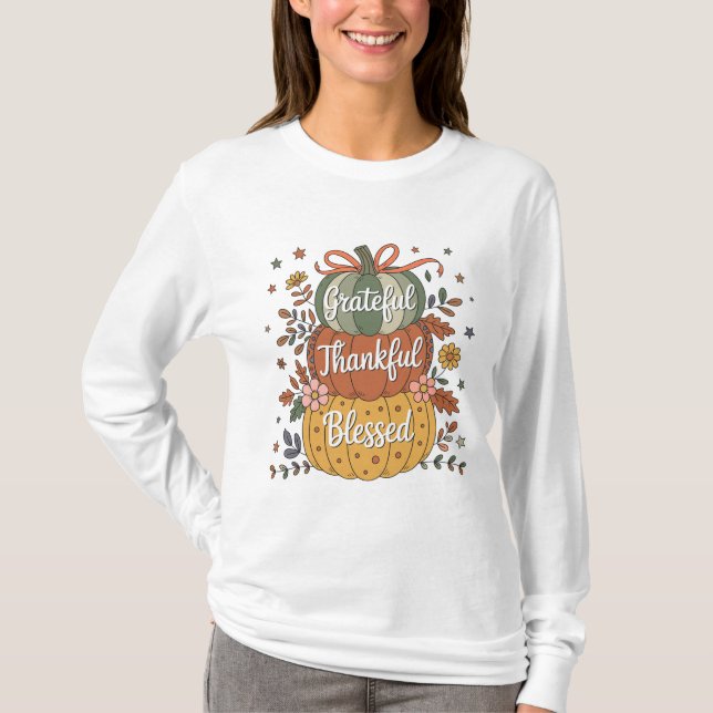 Tack och lov, välsignad, Pumpkin Kitchen | Fall A T Shirt (Framsida)