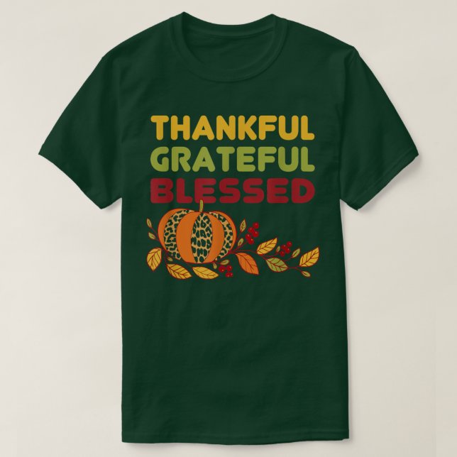 Tack och lov, välsignad Shirt Leopard Pumpkin Th T (Design framsida)